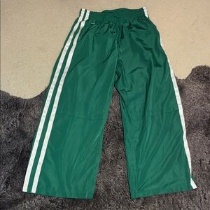 Edikted Green Track Pants with White Stripes